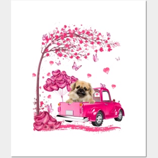 Valentine's Day Love Pickup Truck Tibetan Spaniel Posters and Art